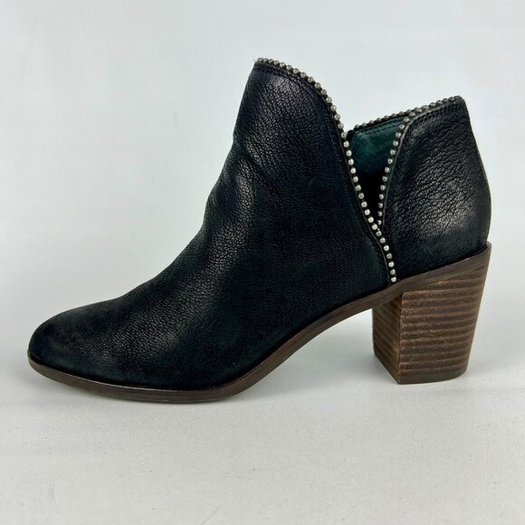 Lucky Brand Womens Pincah 2 Ankle Boots Black Leather Studded Trim size 10M - Picture 6 of 15